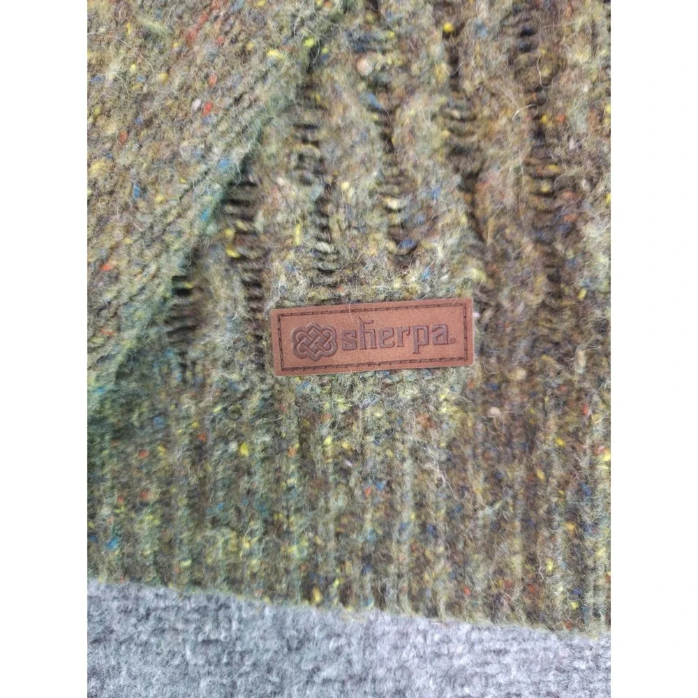 Sherpa Adventure Gear Merino Wool Alpaca Sweater Olive Green Waffle Knit Mens XL